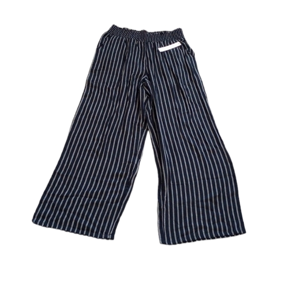 Urban Rebel Womens Wide Leg Pants Sz XL Black White Stripe High Rise Lightweight - Picture 1 of 5